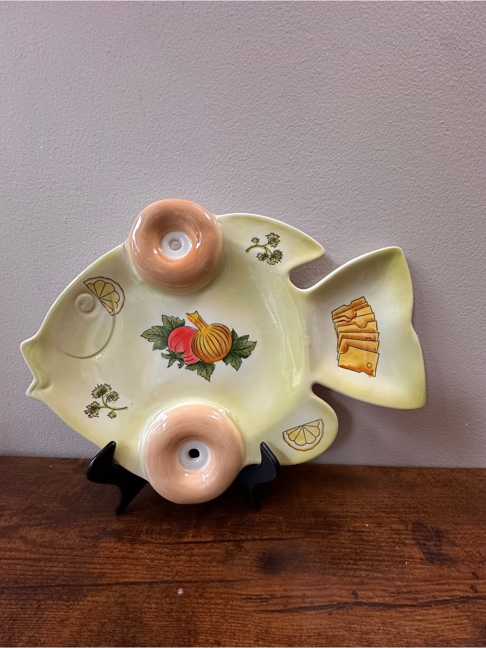 Rare Vintage MCM Ceramic Fish Serving Platter – Bagels, Lox & Cheese Tray